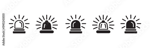 Collection of flashing siren lights warning alarm lights and emergency vehicle lights