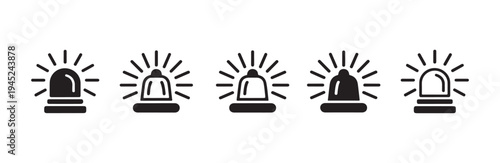 Collection of flashing siren lights warning alarm lights and emergency vehicle lights