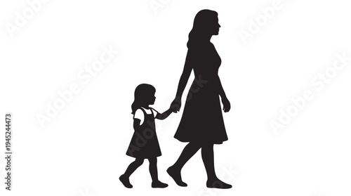 Mother and daughter walking hand in hand, a symbol of love and family bond