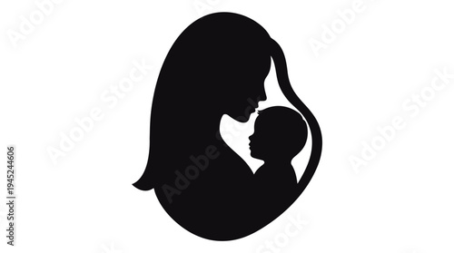 Mother's Tender Silhouette Embracing Newborn Baby, Symbolizing Deep Maternal Love, Care, and the Joyful Journey of Motherhood