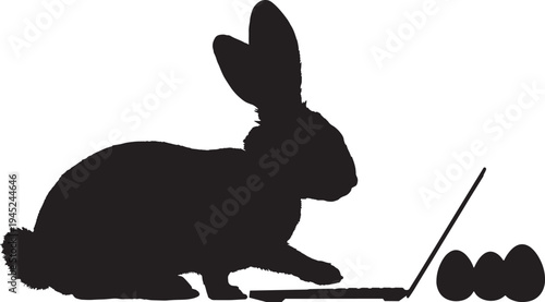Easter day silhouette of a bunny with eggs