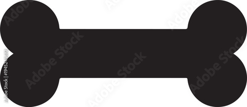 Dog bone silhouette icon, black pet food symbol, simple flat vector illustration