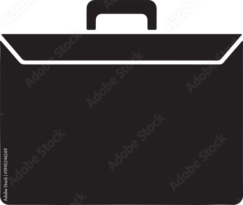 Professional leather briefcase icon business bag accessory silhouette
