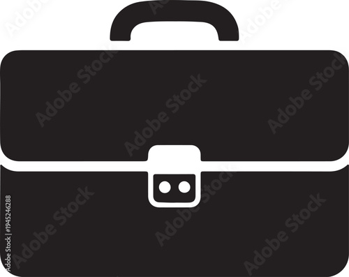 Professional leather briefcase icon business bag accessory silhouette
