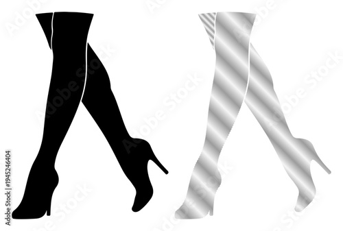 Wallpaper Mural Elegant female legs in high heels, one black silhouette, one metallic silver. Torontodigital.ca