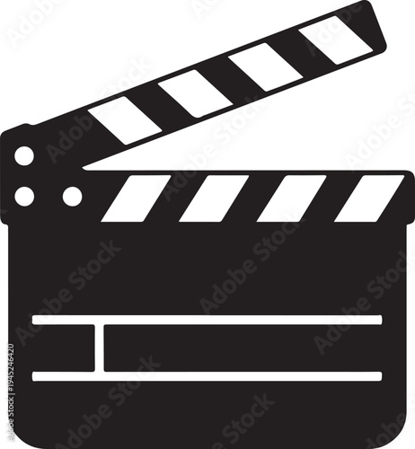 Tableau sur toile A black clapperboard icon representing filmmaking presented as a silhouette