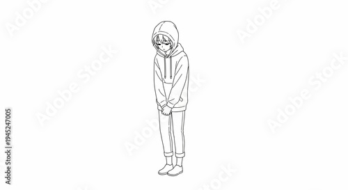 Sad Anime Girl in Hoodie, Feeling Down, Loneliness, Depression, Urban Style