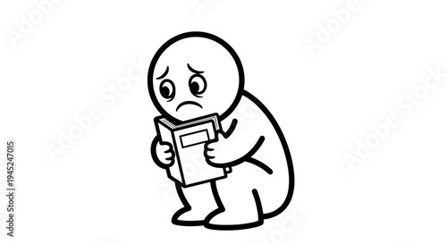 Sad Person Reading Book, Feeling Sadness and Loneliness, Overwhelmed by Information