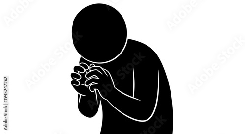 Silhouette of a person praying or pleading with hands clasped in despair
