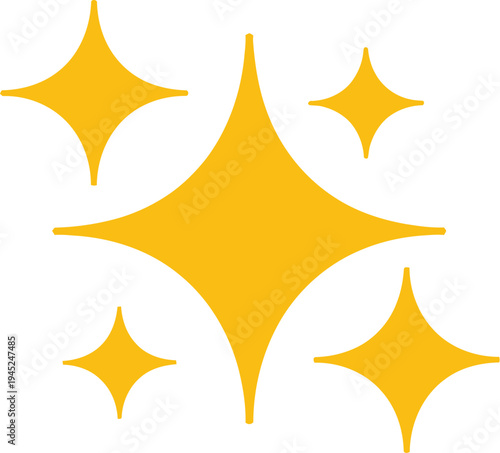 Bright yellow sparkling star bursts represent clean shine on.