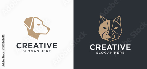 Creative Dog and Cat Logo Set, Pet Veterinary Clinic Symbol Collection Vector