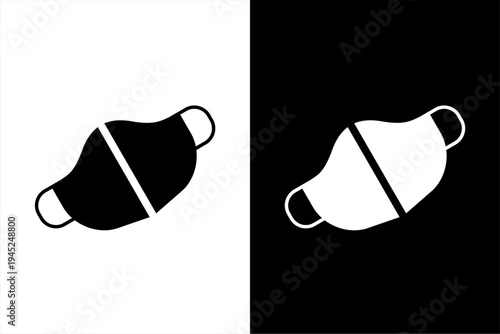 face mask icon, black and white concept flat outline vector design