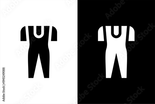 diving suit icon, black and white concept flat outline vector design