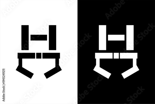 harness icon, black and white concept flat outline vector design