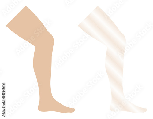 Side-by-side comparison of two human legs, one with natural skin tone and the other with a lighter, possibly bleached or pale tone, against a white background.