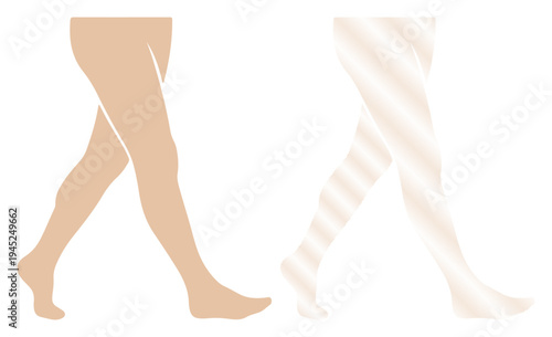 Elegant legs in flesh tones, symbolizing movement and fashion