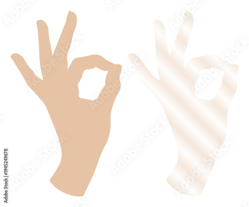 Wallpaper Mural Two hands making the OK gesture, one solid and one outlined with a subtle texture. Torontodigital.ca