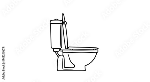 Minimalist Toilet Icon: Clean Bathroom Fixture, Simple Line Art Design