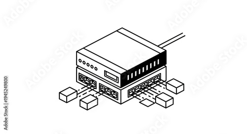Network Switch Router Hub with Connected Devices, Technology Concept