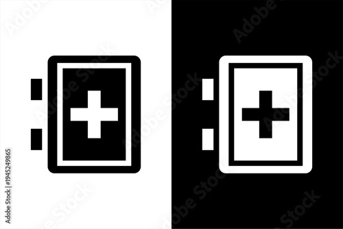 medicine cabinnet icon, black and white concept flat outline vector design