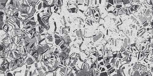 Abstract monochrome background with a complex geometric and organic mosaic of interconnected shapes and speckled texture