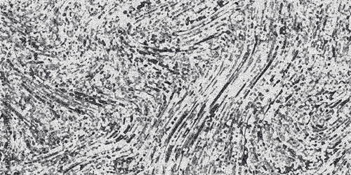 Abstract monochrome textured background with swirling organic lines and granular speckles creating a dynamic and artistic pattern
