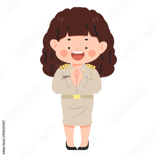 Illustration of Thai Teacher in Uniform