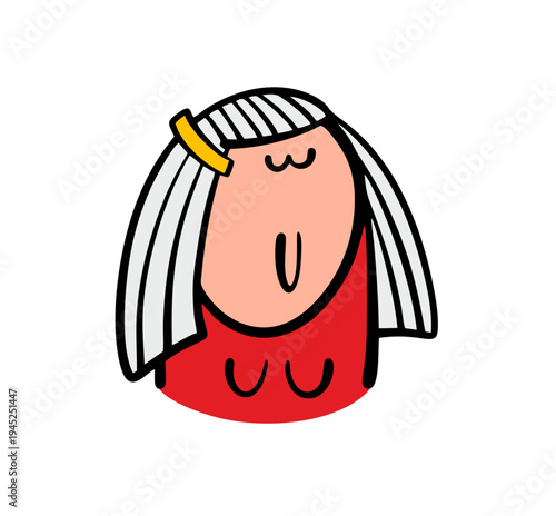 Profile female icon. Pretty girl with blonde hair and a bob haircut. Vector illustration of a beautiful woman avatar for social networks. 
