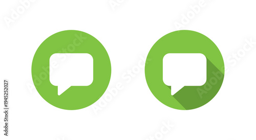 Chat bubble icon with long shadow. Speech message symbol