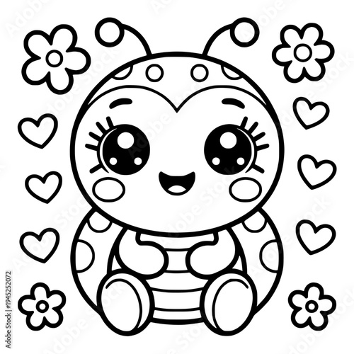 Black and white coloring page illustration of a cute cat sitting and looking curious