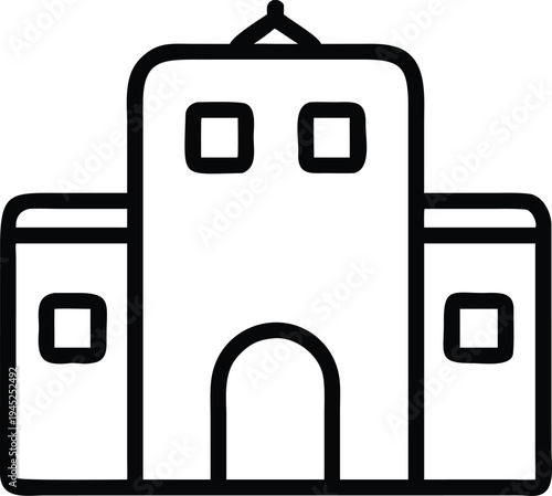 Hotel facade outline Line Icon vector building