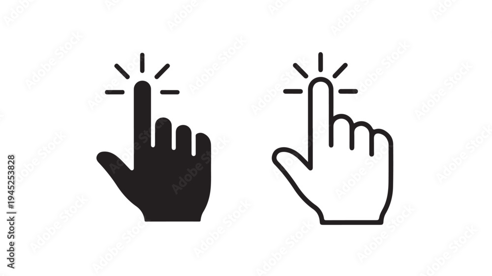 Fototapeta premium Set of 2 click hand icons vector