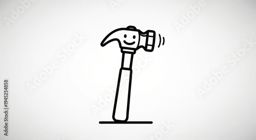 Happy Hammer Character Waving Hello, Simple Doodle Animation