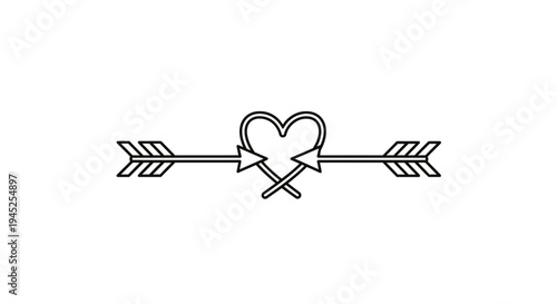 Heart with Arrows Border Design, Love Symbol, Valentine's Day Graphic Element