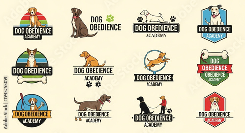 Dog Obedience Logos - A Collection of Canine Training Emblems.