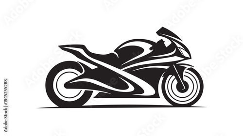 Vector motorcycle icon, black and white
