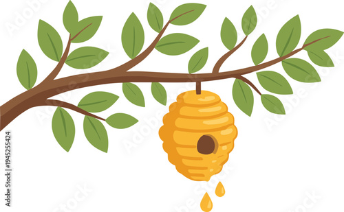 Bee Hive On Tree Illustration