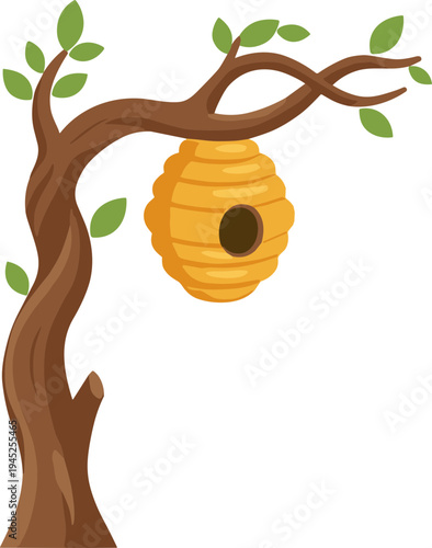 Bee Hive On Tree Illustration