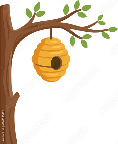 Bee Hive On Tree Illustration