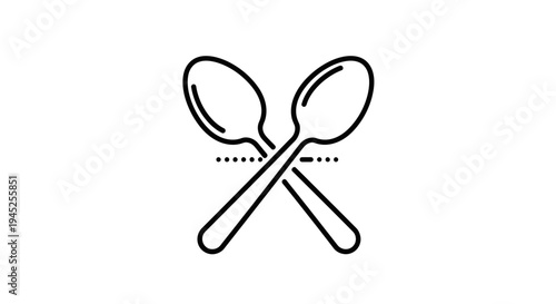 Crossed Spoons Icon, Kitchen Utensils, Cooking and Eating Symbol, Vector Illustration
