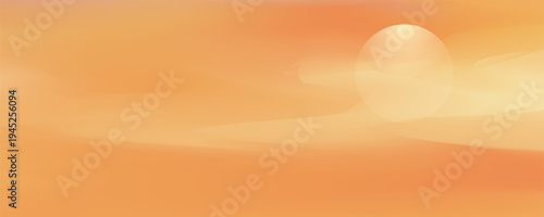 Sunrise Morning with Orange,Yellow and Pink sky, Dramatic twilight landscape with Sunset sky in evening, Vector horizon beautiful nature banner of sunrise or sunlight for four seasons background