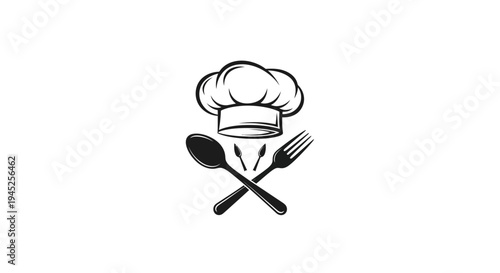 Chef Hat with Crossed Utensils: Spoon, Fork, and Knife - Culinary Icon