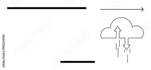Cloud computing concept. Cloud computing with arrows data transfer and storage. Cloud computing fundamental for digital storage, networking, and file sharing applications. Business, technology