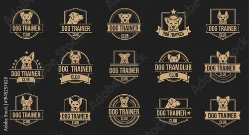 Collection of Dog Trainer Logos with Canine Silhouettes.