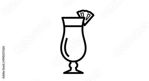 Tropical Cocktail Icon: Pineapple Drink in Hurricane Glass, Summer Refreshment