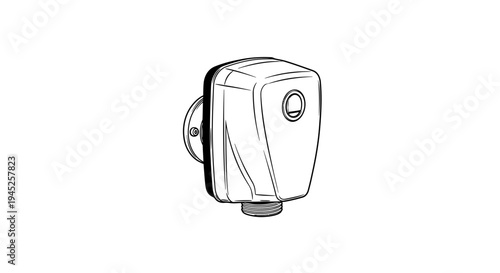 Vintage Wall Mounted Water Faucet Tap with Spout and Handle - Line Art Illustration