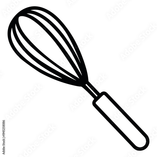 Print Whisk linear icon. Egg beater thin line illustration