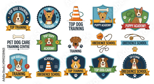 Collection of Dog Training School Badges and Emblems.
