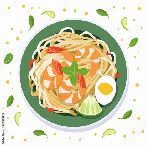 Pad Thai Noodle Dish Illustration