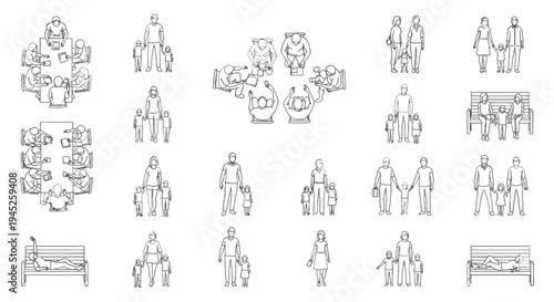 Set of Family and Relationship Icons for Social and Lifestyle Applications